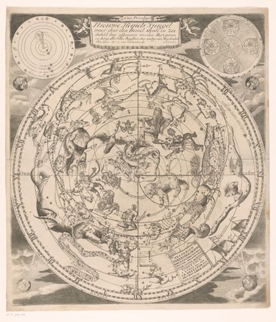 Carta celeste con le costellazioni settentrionali (Nuovo specchio celeste) da Andreas van Luchtenburg (possibly)
