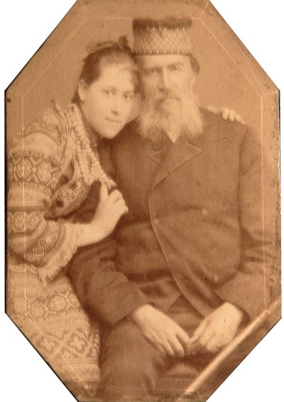 Ritratto del poeta Yakov Petrovich Polonsky (1820-1898) con la figlia Natalia da Andrei Osipovich Karelin