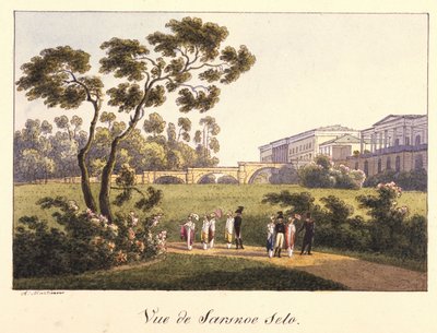 Veduta della Galleria Cameron nel Parco di Tsarskoye Selo, prima del 1817 da Andrei Yefimovich Martynov