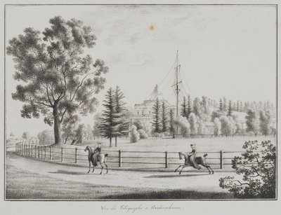 Vista del padiglione per lo slittino e del telegrafo a Oranienbaum, 1821-1822 da Andrei Yefimovich Martynov