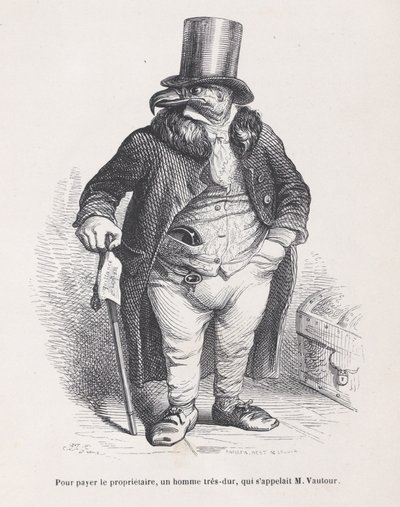 Per pagare il padrone di casa, un uomo molto severo, il cui nome era M. Vautour da Scene da t..., ca. 1837-47 da Andrew Best Leloir