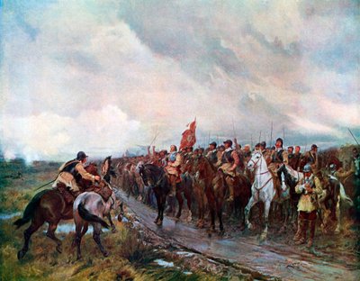 Cromwell a Dunbar (litografia a colori) da Andrew Carrick (after) Gow