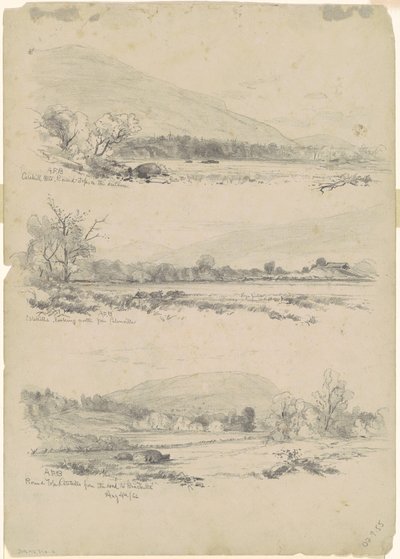 Montagne Catskill, Round-Top in lontananza; Catskills guardando a nord da Palenville; e Round Top, Catskills, dalla strada per Bracketts da Andrew Fisher Bunner