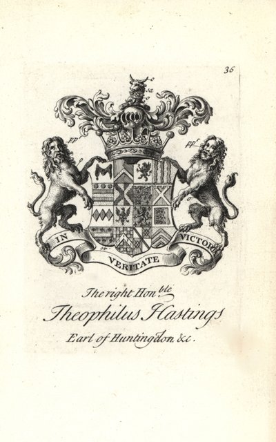 Stemma e cresta del nobile Theophilus Hastings, 9° Conte di Huntingdon da Andrew Johnston