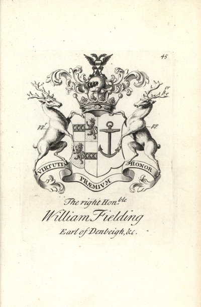 Stemma e cresta del molto onorevole William Fielding, 5° Conte di Denbigh da Andrew Johnston