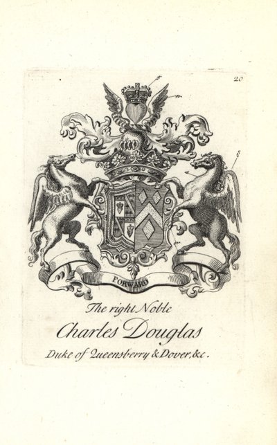 Stemma e cresta del nobile Charles Douglas, 3º Duca di Queensberry e Dover da Andrew Johnston