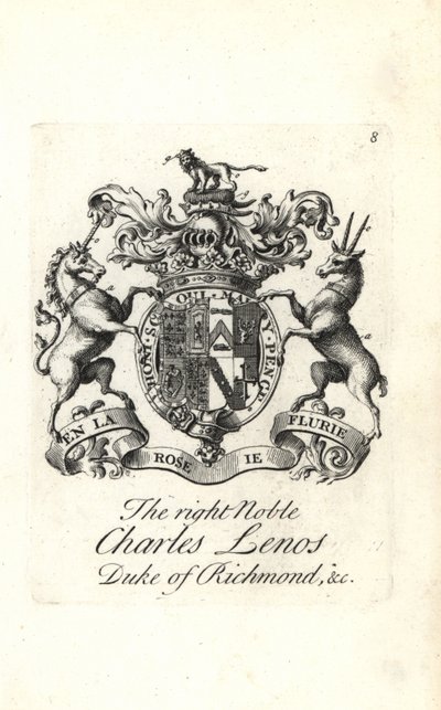 Stemma e cresta del nobile Charles Lenos o Charles Lennox da Andrew Johnston