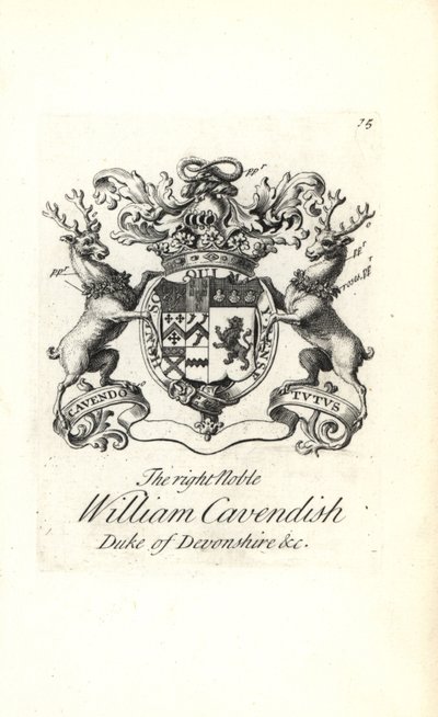 Stemma e cresta del nobile William Cavendish, 2° Duca di Devonshire da Andrew Johnston