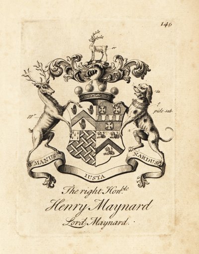 Stemma del Diritto Onorevole Henry Maynard, Lord Maynard, 4º Barone Maynard, morto nel 1742 da Andrew Johnston