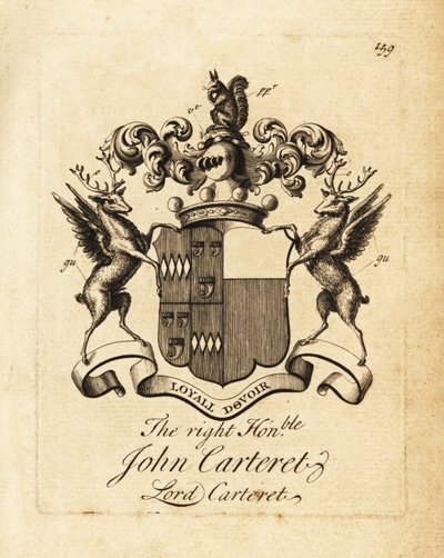 Stemma del Onorevole John Carteret, Lord Carteret, 2° Conte Granville, 7° Signore di Sark da Andrew Johnston