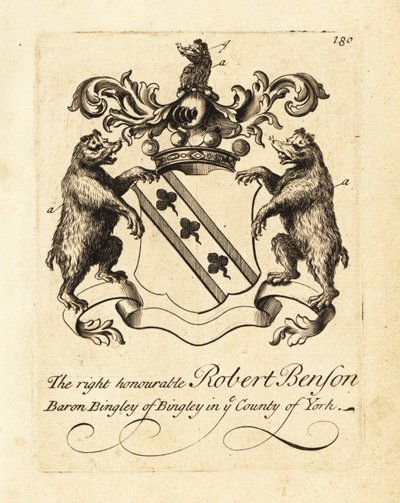 Stemma del Diritto Onorevole Robert Benson, Barone Bingley di Bingley nella Contea di York da Andrew Johnston