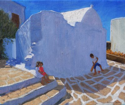Cricket vicino al muro della chiesa, Mykonos da Andrew Macara