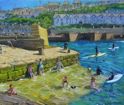 Divertimento nel porto, Porthleven, Cornovaglia da Andrew Macara