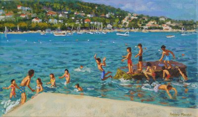 Tuffarsi dalle rocce; Cinque Terre, Positano, Italia, 2000 da Andrew Macara