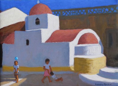 Giocando vicino alla chiesa, Karpathos, Isole Greche da Andrew Macara