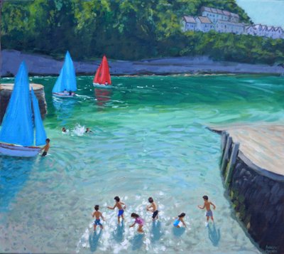 Lancio di sassi, Looe, Cornovaglia, 2018 da Andrew Macara