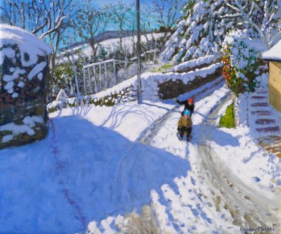 Slitta a Wirksworth, Derbyshire, 2024 ( olio su tela) da Andrew Macara