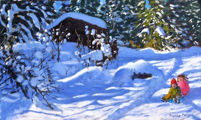 Due su una slitta, The Orchard, Morzine da Andrew Macara