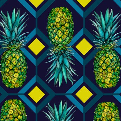 Piastrella geometrica con ananas, 2018 da Andrew Watson