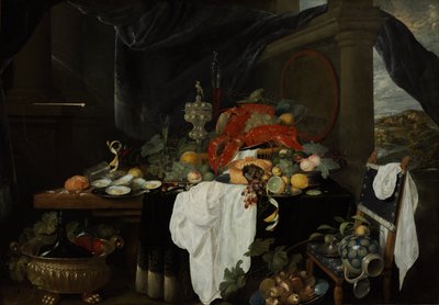Una natura morta di Pronk con frutta, aragoste e aragoste da Andries Benedetti