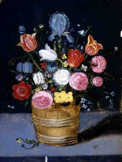 Natura morta di fiori in una vasca di legno da Andries Daniels or Danielsz