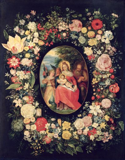 La Sacra Famiglia incorniciata da una ghirlanda di fiori da Andries Daniels or Danielsz