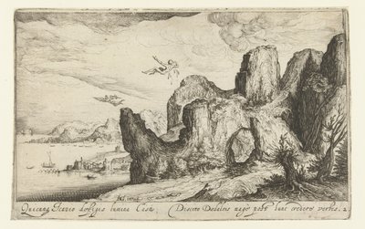 Paesaggio con la caduta di Icaro da Andries Jacobsz. Stock