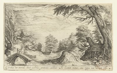 Paesaggio con un cervo su un ponte da Andries Jacobsz. Stock