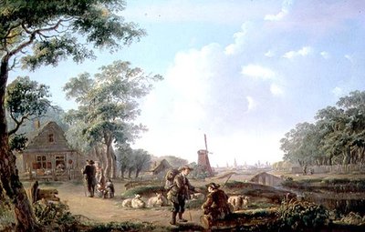 Figure rustiche alla periferia di una città olandese da Andries Vermeulen