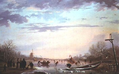Scena di pattinaggio su un fiume ghiacciato da Andries Vermeulen
