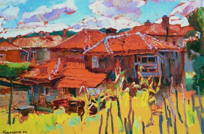 Tetti rossi di un villaggio rustico da Andrii Kutsachenko