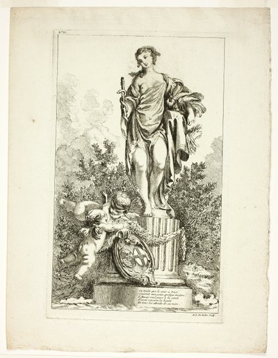 Due amanti che ringraziano la statua della salute da Ange Laurent de Lalive de Jully