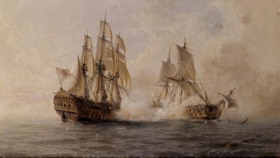 Combattimento della nave Glorioso con il britannico Dartmouth nel 1747 – XIX secolo da Angel Maria Cort