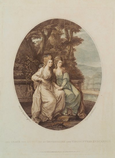 Sua Grazia la Duchessa del Devonshire e la Viscontessa Duncannon, inciso da W. Dickinson, 1782 da Angelica Kauffmann