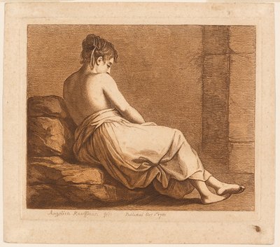 Ragazza sdraiata vista da dietro da Angelica Kauffmann