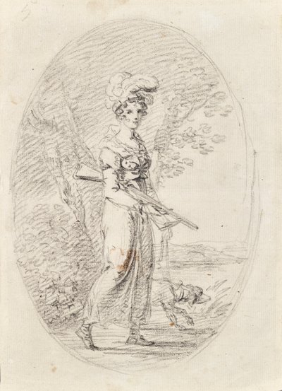 Cacciatrice con cane da Angelica Kauffmann