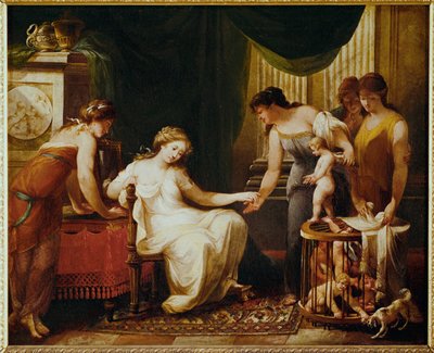 Il venditore di amori... (dipinto su tela) da Angelika Kauffmann