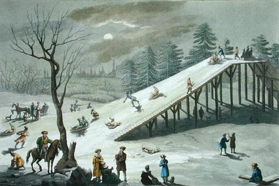 Scivolata sulla neve in un parco pubblico russo, inizio XIX secolo da Angelo Biasioli