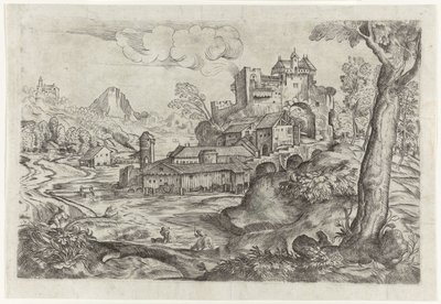Paesaggio con fiume e castello da Angelo Falconetto (attributed to)