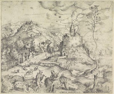 Paesaggio con Mercurio che ruba il gregge di Apollo da Angelo Falconetto