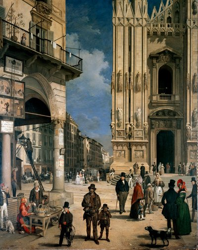 Marche de Figini a Milano (dettaglio) da Angelo Inganni
