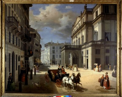 Rappresentazione della Piazza della Scala a Milano di Angelo Inganni. XIX secolo. Pinacoteca di Brera, Milano da Angelo Inganni