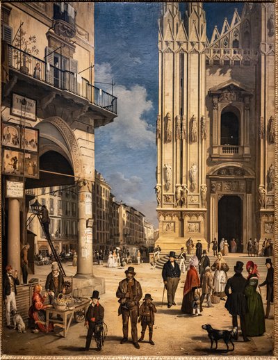 Vista del Duomo con il Coperto di Figini da Angelo Inganni
