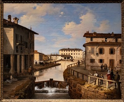 Veduta del Canale Naviglio dal ponte di San Marco da Angelo Inganni