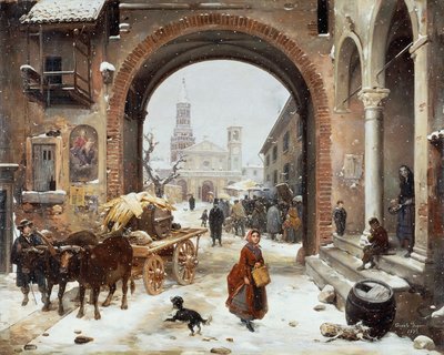 Mercato invernale davanti all