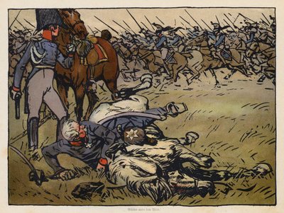 Il feldmaresciallo Blucher intrappolato sotto il suo cavallo morto alla battaglia di Ligny da Angelo Jank