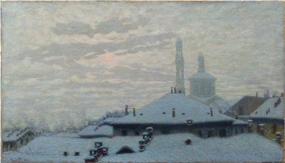 Tetti sotto la neve, 1910 da Angelo Morbelli