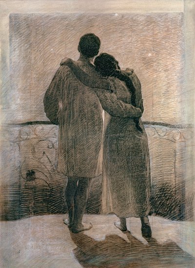 Giovane coppia, pannello centrale dal trittico Sogno e realtà, 1905 da Angelo Morbelli