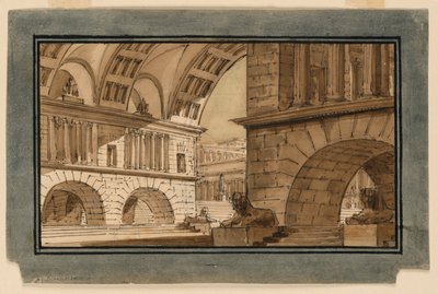 Scenografia, gruppo di edifici del tempio da Angelo Toselli
