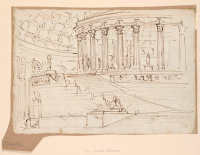 Scenografia, interno di un edificio circolare da Angelo Toselli